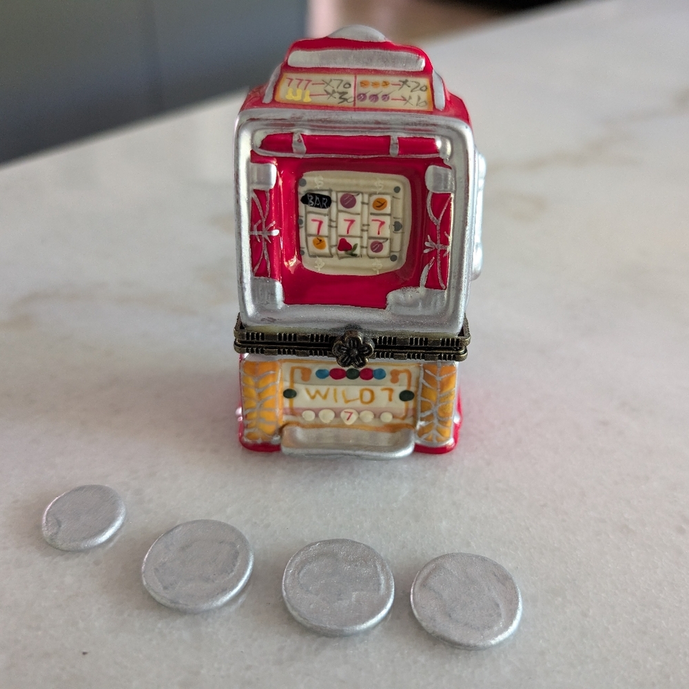 Miniature Casino Machine 🎰 Slot Mini - Ring Or Pill Box , Hinged